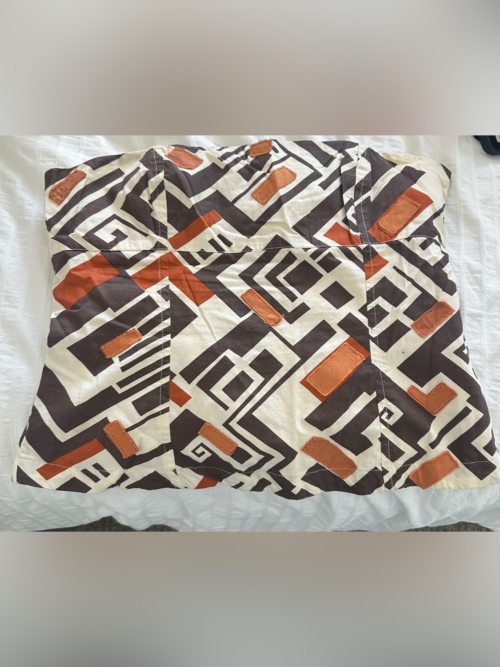 Y2K Vintage Free People Geometric Print Women’s Top in Brown, Cream & Rust